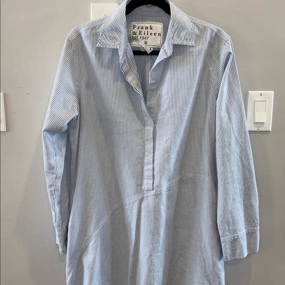 Frank + Eileen Drake Stripe Shirt Dress Blue White - Picture 6 of 13